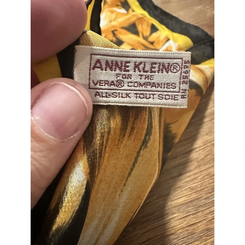 Vintage Anne‎ Klein Scarf Silk Panther Black, Gold, Orange 30